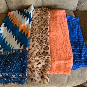 Lot of 4 Lightweight Scarves
